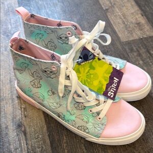 Pink and Green High-Top Sneakers with Playful Design